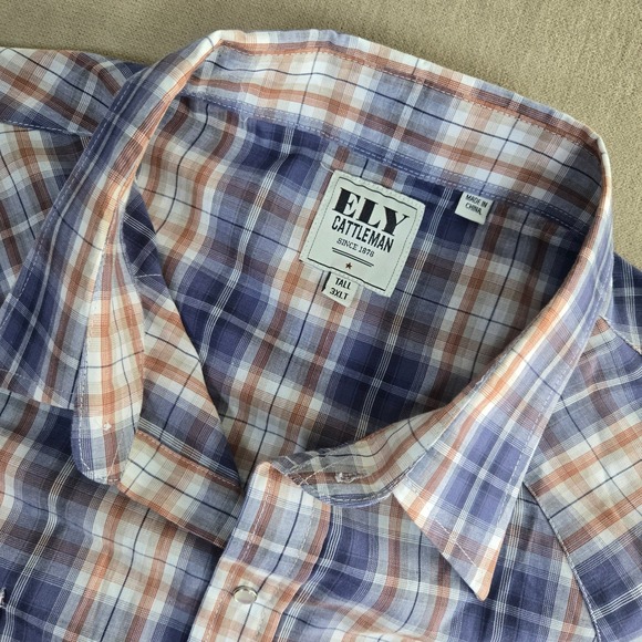 Ely Cattleman Other - Ely Cattleman Men's Tall Western Plaid Long Sleeve‎ Shirt Cowboy 3XLT